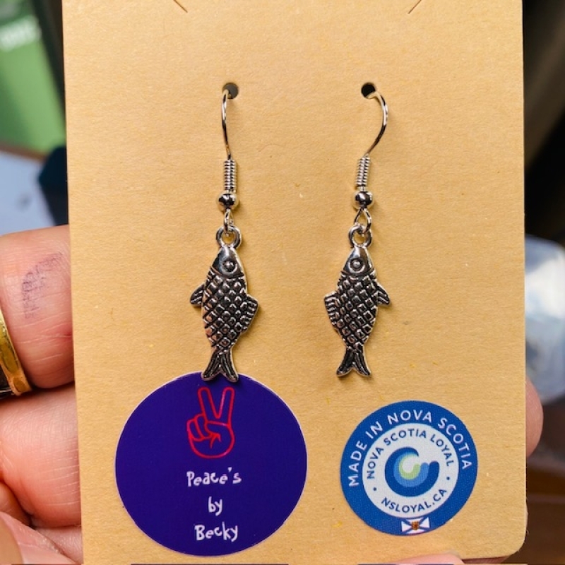 FiSh-0N!! Earrings - Silver with 18/10 Stainless Steel Hooks